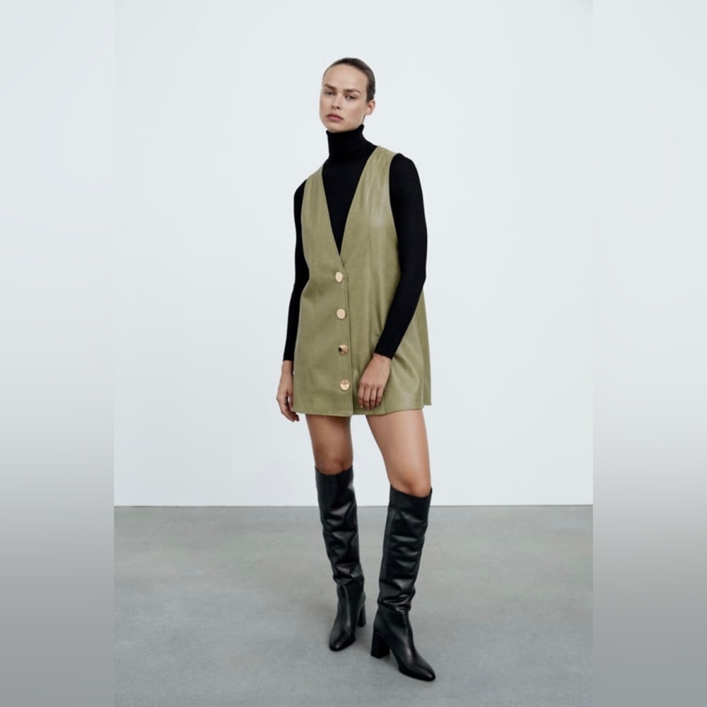 Zara Faux Leather Pinafore